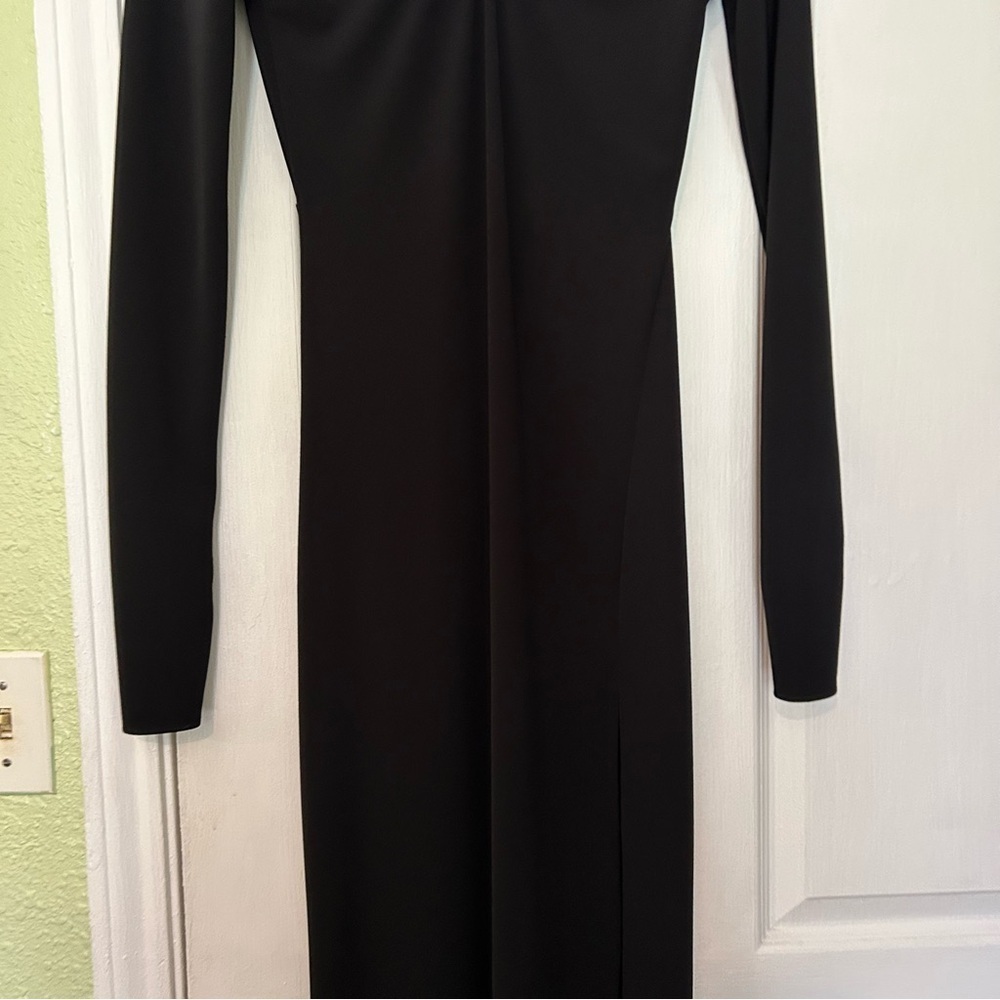 Zara ruched low back black dress ankle lwngthy - Picture 5 of 11